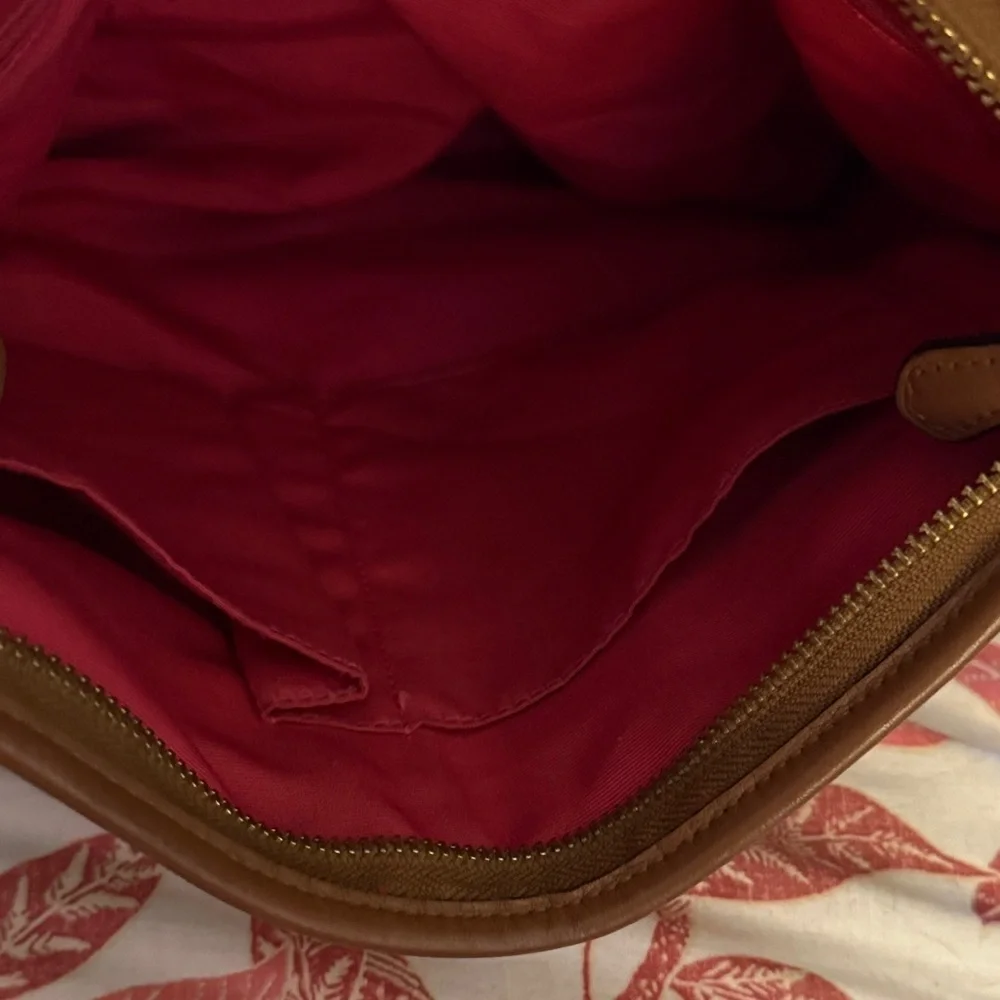 Coach Signature Brown and Red Stripe Bag